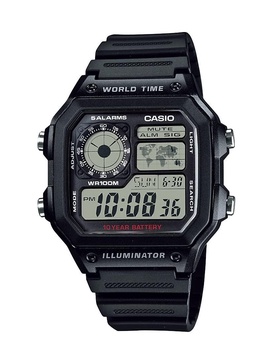 Casio Men's Classic Japanese-Quartz Watch with Resin Strap, Black, 21 (Model: AE1200WH-1A)