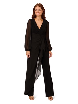 Adrianna Papell Womens Jersey Chiffon Combo JumpsuitPANTS