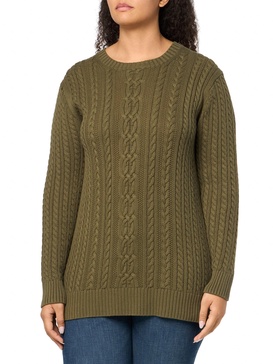 Amazon Essentials Women's Fisherman Cable Long-Sleeve Crewneck Sweater (Available in Plus Size)