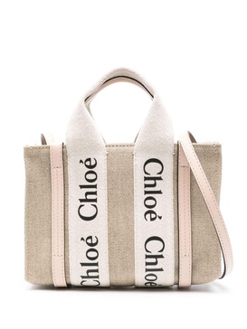 Chloè Woody Mini Canvas And Leather Tote Bag