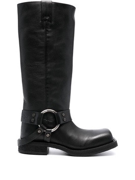 30mm square-toe leather boots 