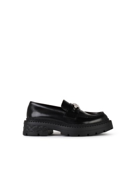 Jimmy Choo 'Marlow' Black Shiny Leather Loafers Woman