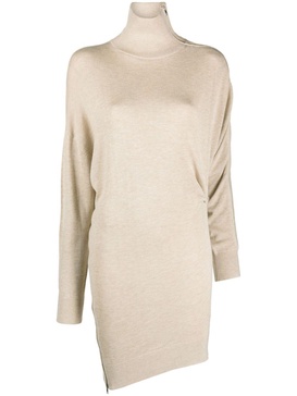 Neutral Gaelys Asymmetric Knitted Dress