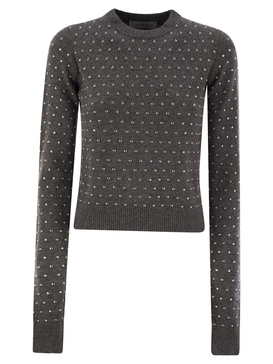 Sportmax Sierra Studded Cashmere Blend Crew Neck Sweater