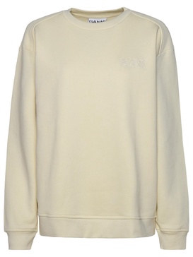 Ganni Ivory Organic Cotton Blend Sweatshirt