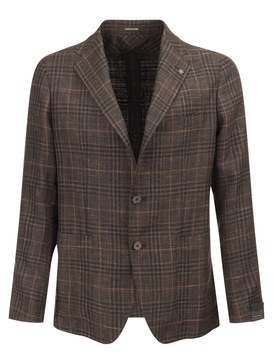 Tagliatore Wool, Silk And Linen Jacket With Tartan Pattern