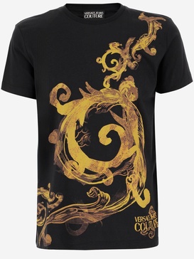 Versace Jeans Cotton T Shirt With Baroque Pattern