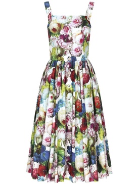 Dolce & Gabbana Flower Print Midi Cotton Dress