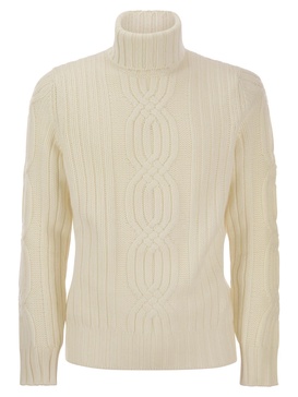 Brunello Cucinelli Braided Cashmere Turtleneck Sweater