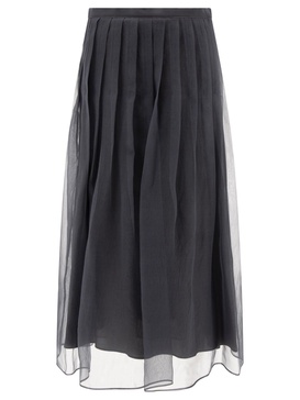 Brunello Cucinelli Tulle Skirt With Pleats