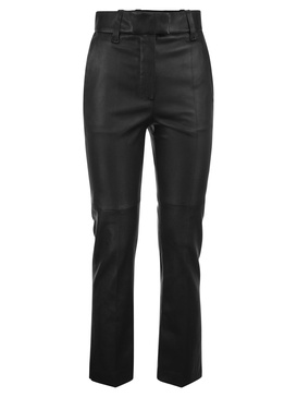 Brunello Cucinelli Stretch Nappa Leather Cigarette Trousers