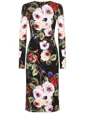 floral-print long-sleeve midi dress