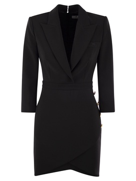 Elisabetta Franchi Robe Manteau In Crepe With Buttons At The Hip