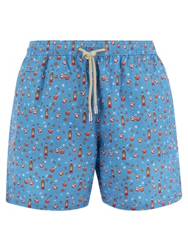 Mc2 Saint Barth Lightweight Fabric Swim Boxer Shorts With Print