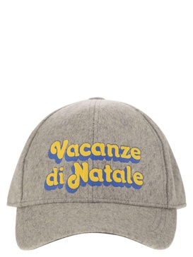 Mc2 Saint Barth Grey Wool Baseball Cap With Christmas Holiday Print