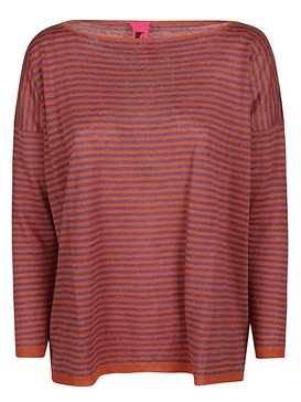 Alessandro Aste Boat Neck Striped Linen Sweater