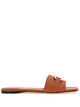 Salvatore Ferragamo Gancini Leather Flat Sandals