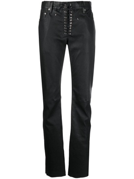 Ludovic De Saint Sernin Stretch Leather Lace Up Jeans