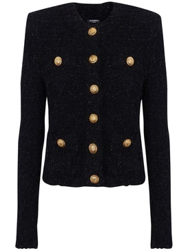 Balmain Buttoned Tweed Short Jacket