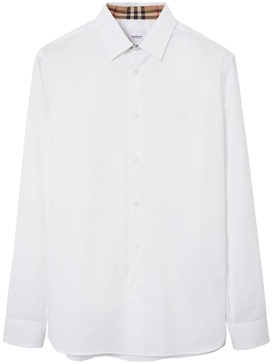 BURBERRY Men's White Cotton Shirt with Classic Collar and Rounded Hem - FW23