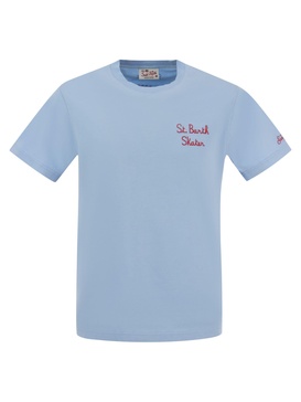 Mc2 Saint Barth Cotton T Shirt With Barth Skater Print