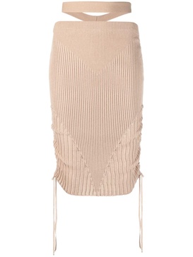 Andrea Adamo Cut Out Ribbed Midi Skirt