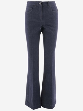 Giorgio Armani Stretch Cotton Denim Flared Jeans With Logo