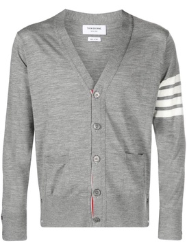 THOM BROWNE Grey Wool 4-Bar Cardigan for Men - SS24 Collection