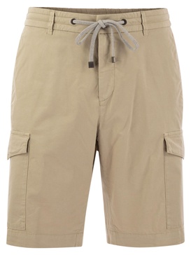 Peserico Lightweight Cotton Lyocell Canvas Jogger Bermuda Shorts