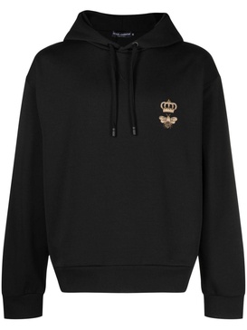 Dolce & Gabbana Cotton Hoodie With Bee And Crown Logo