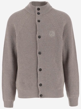 Giorgio Armani Wool And Cashmere Blend Cardigan With Logo