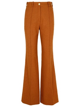 Patou Brown Wool Blend Flare Pants