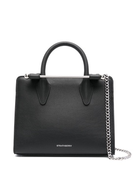 Strathberry Mini Tote Leather Black Silver Hardware