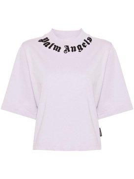 Palm Angels Logo Cotton Cropped T Shirt