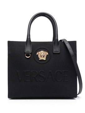 Versace La Medusa Canvas & Leather Tote