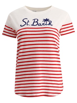 Mc2 Saint Barth Logo Embroidered Striped T-Shirt