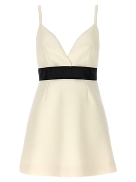 Dolce & Gabbana Woolen Dress With Satin Belt And Straps