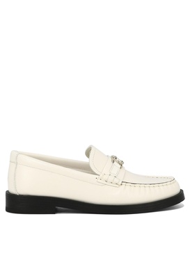 JIMMY CHOO Trendy White Loafers for Women - Soft Rounded Toe, Monochrome Hardware, Stacked Heel