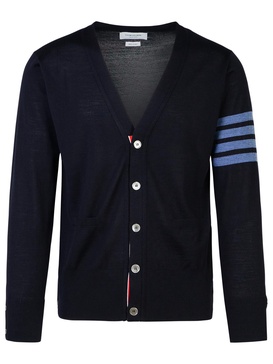 Thom Browne '4-Bar' Navy Wool Cardigan Man