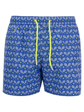 Mc2 Saint Barth Lightweight Fabric Swim Boxer Shorts With Print