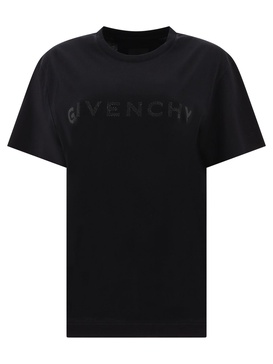 Givenchy T-Shirt In Cotton With Rhinestones T-Shirts Black