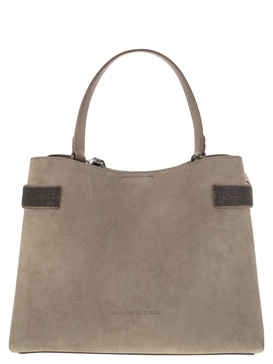 Brunello Cucinelli Suede Bag With Precious Bands