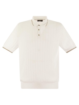 Peserico Polo Shirt In Pure Cotton Crepe Yarn With Flat Rib