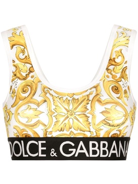 Dolce & Gabbana Cropped Tank Top With Majolica Print