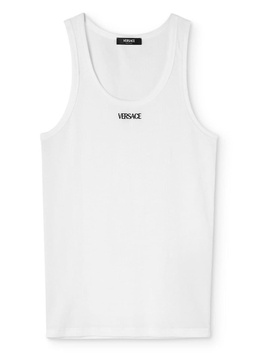 Versace Logo Ribbed Cotton Tank Top