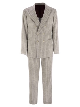 Brunello Cucinelli Pinstripe Suit Of Alpaca And Comfort Wool