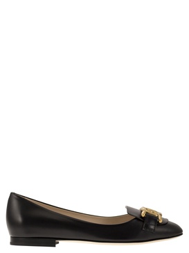 TOD'S Women's Mini Ballerina Flats with Metal Chain Detail