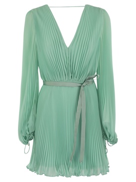 Max Mara Visit Pleated Chiffon Minidress