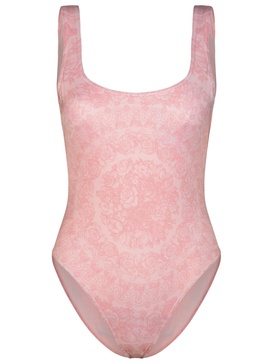 Versace 'Barocco' One Piece Swimsuit In Pink Polyester Blend