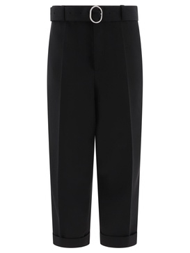 JIL SANDER Men's Classic Wool Belted Trousers